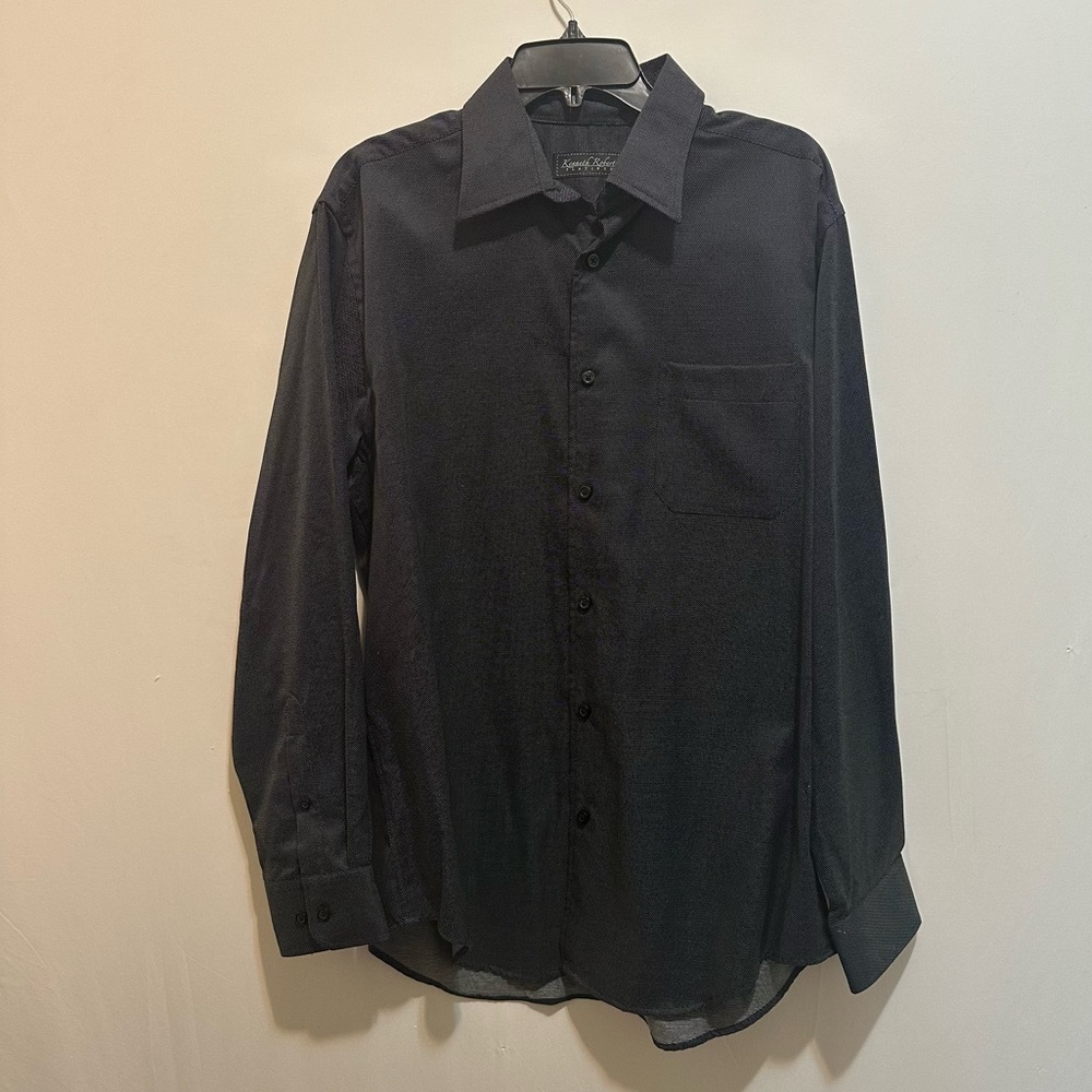 Kenneth Roberts Platinum Black Polka Dot Button Down Shirt Size L